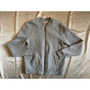 Banana Republic Cozy Quilted Gray‎ Full Zip Lightweight Jacket Coat Women Small